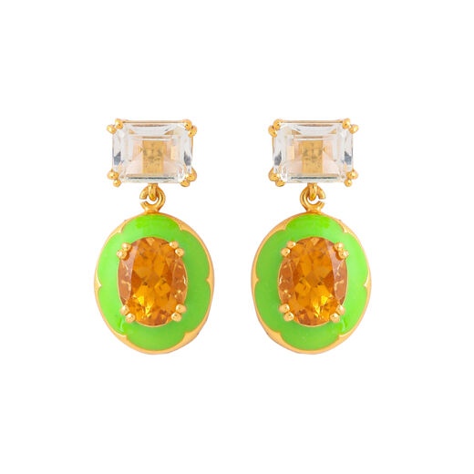 Amethyst and citrine lawn green earrings by Azga